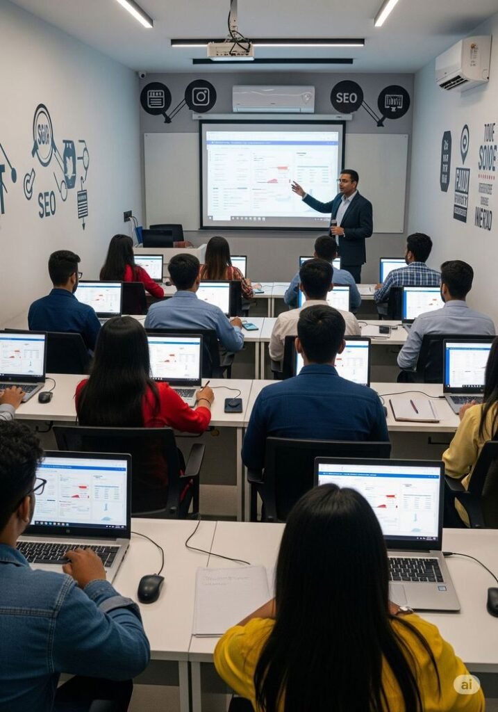 Professional IELTS training center with expert instructor teaching students